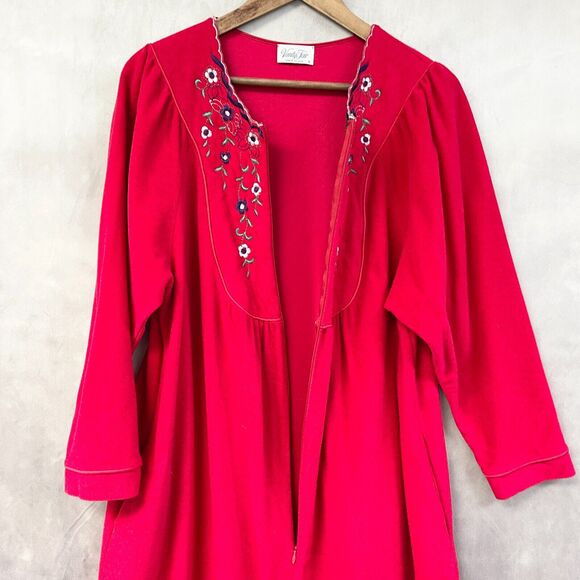 VTG‎ 80s Vanity Fair Robe Housecoat Womens Small Embroidered Floral Lounge Sleep - Picture 6 of 10